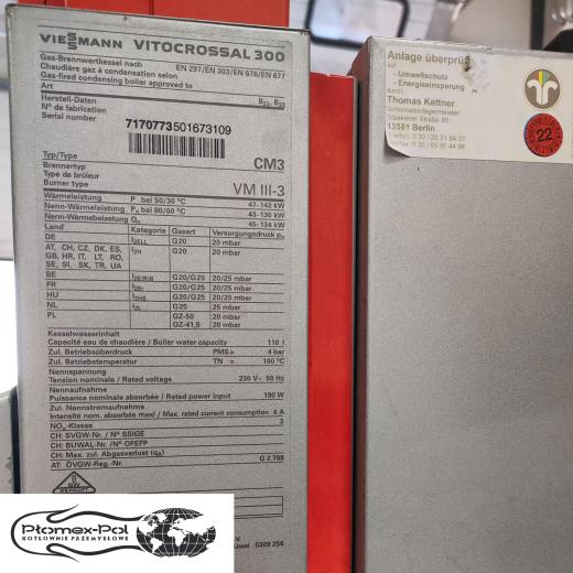 Viessmann Vitocrossal 300 130 kW – tabliczka znamionowa