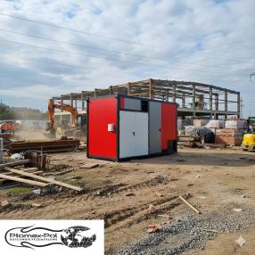 Wynajem mobilnej kotłowni kontenerowej 500 kW (olej) z wymiennikiem ciepła